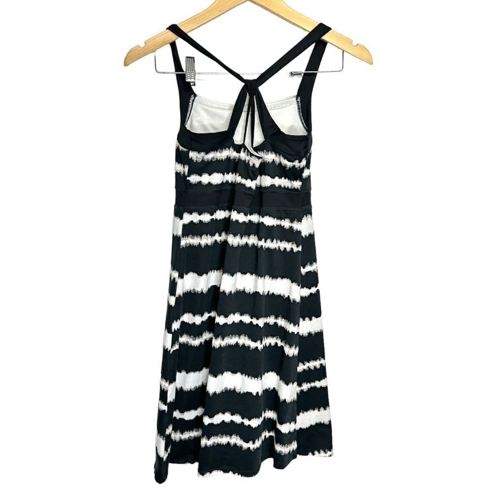 Soybu Black White Tie Dye Stripe Strappy Racerback Active Dress Small - Picture 3 of 5